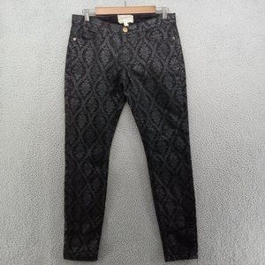VTG Current/Elliott Jeans Womens Size 28 Black Fleur-De-Lis Ankle Skinny Vintage